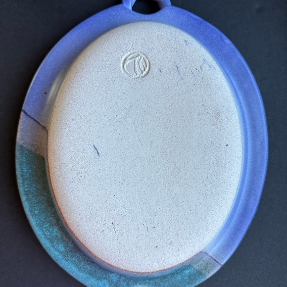 VTG Studio Art Pottery Signed Stoneware Double Handled 13" Oval Serving Platter - Picture 5 of 6